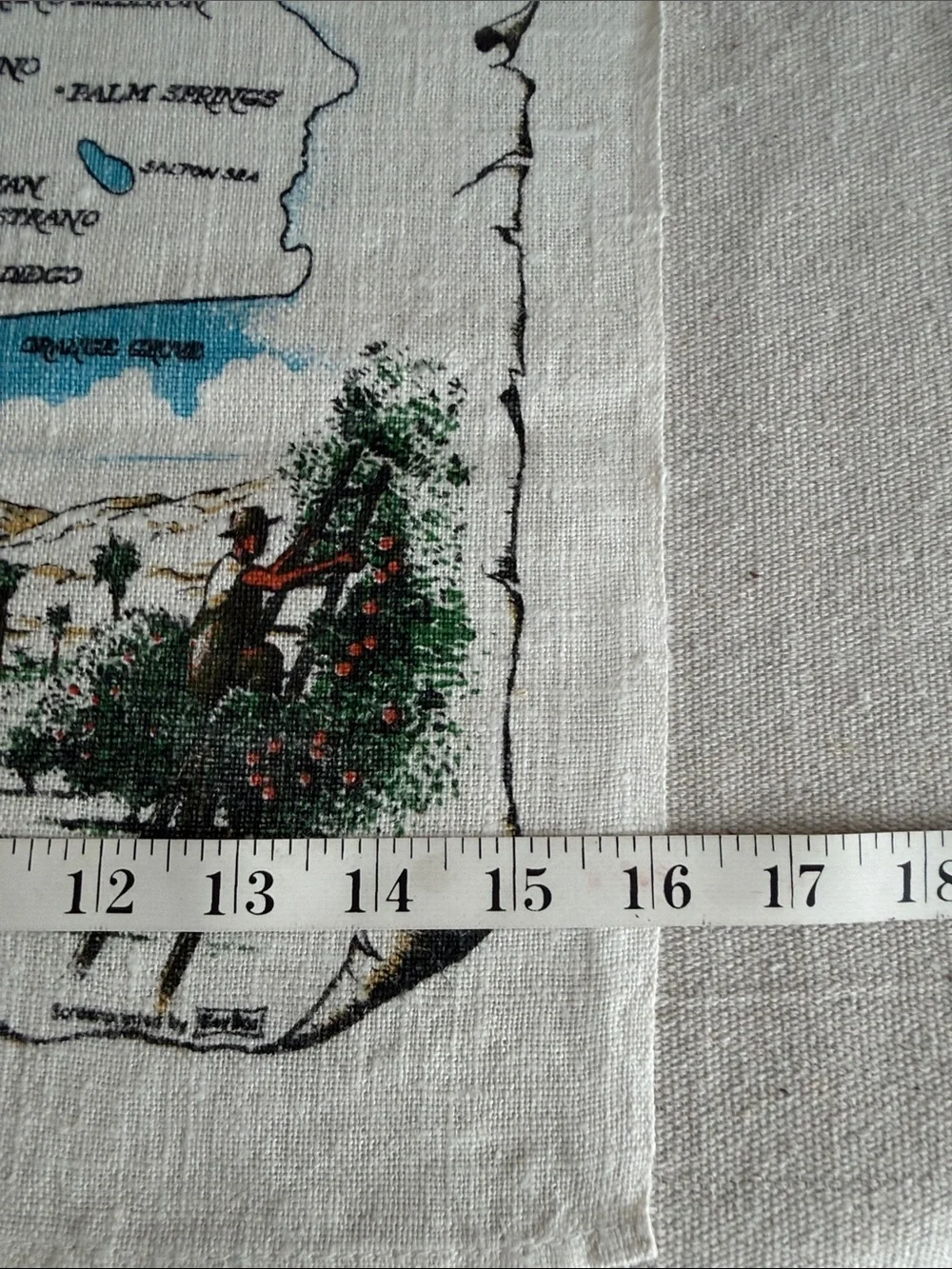 VTG Kay Dee California Souvenir 100% Pure Linen Tea Towel